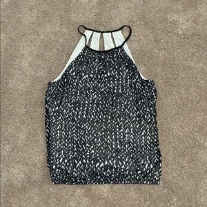 Express Black and White Patterned Halter Tank Top